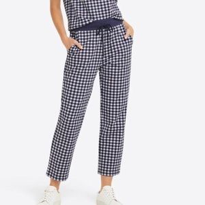 Draper James Navy White Gingham Sweatpants Small